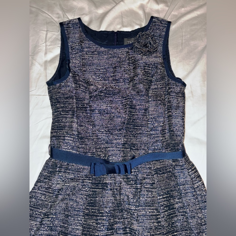 Theia Grey Navy Classy Dress - Picture 2 of 4